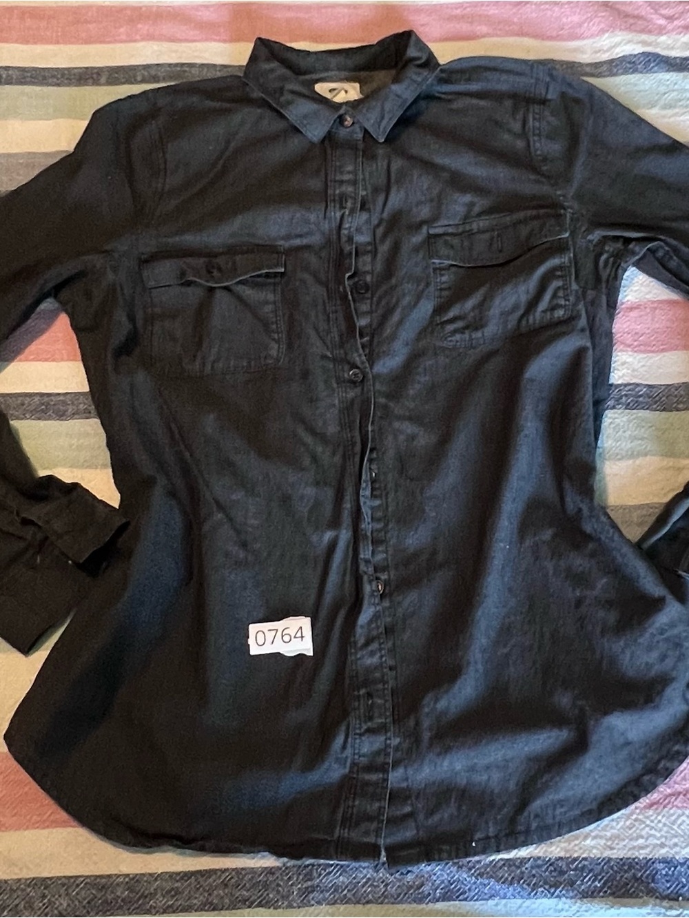 Old Navy Black Button-Down Shirt with Chest Pockets